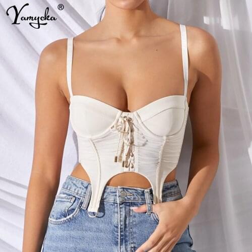 Sexy white Mesh crop top women summer tops vintage womens Lace Up tank top t shirt short halter party tops woman clothes 2021