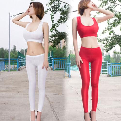 Sexy Women Ice Silk Smooth Transparent Pencil Pants Candy Color See Through Elastic Skinny Leggings Low Rise Pants Plus Size