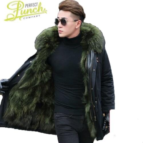 Jacket Coat Mens Winter Real Raccoon Fur Parka Clothes 2021 Men Hooded Warm Jackets Plus Size L17-1601 MY1766
