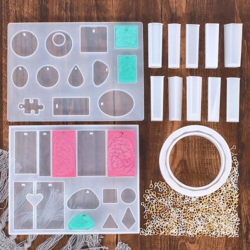413Pcs Geometric Pendant Casting Tools Kit Silicone Molds Screw Eye Pins DIY Charm Jewelry Necklace Bracelet Making Set