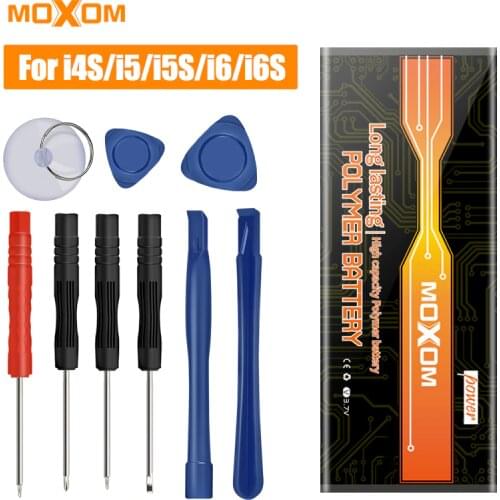 Original MOXOM Battery For iPhone 4S 5 5S 6 6S Battery Replacement Battery Real Capacity Lithium Polymer Battery With Free Tools