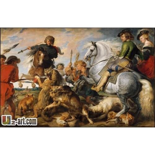 Canvas Prints (Peter Paul Rubens Wolf and Fox Hunt ) Wall picture printing classic oil painting on canvas for sale 13-Zjyh- (38)