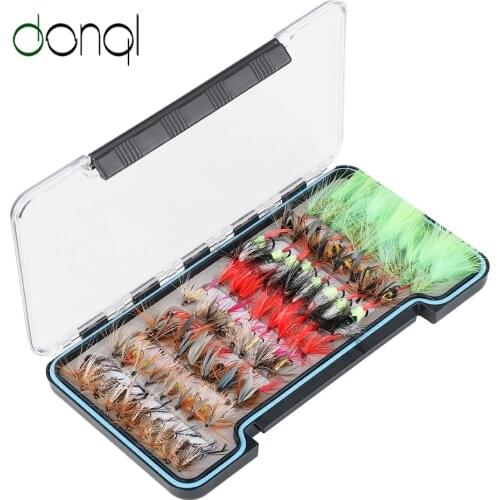 DONQL Insect Fly Fishing Lure With Boxed Artificial Bait Sharpened Carbon Crank 68pcs Lures Set Trout Fishing Accessories Tackle