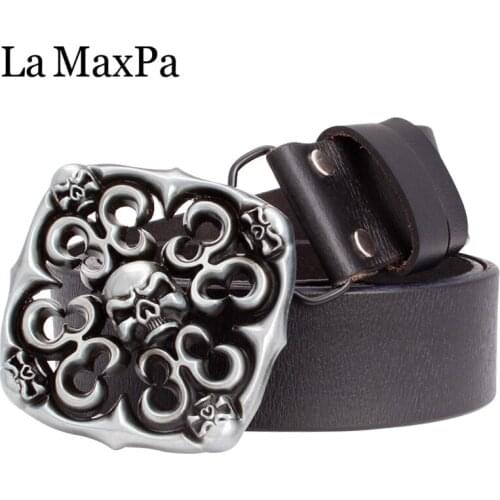 Fashion skull buckle belt skull head men & women punk rock accessory hip hop silver Skeleton belt big brand hollow pattern