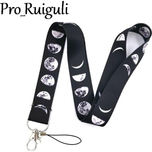 30pcs Lunar Eclipse Moon Space Lanyard Badge ID Mobile Phone Rope Key Lanyard Neck Straps Accessories webbings ribbons