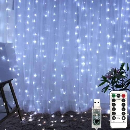 2021 LED Holiday Fairy WaterProof Garland Christmas Curtain String Light 3M*1/2/3M USB Powered Decoration New Year Party Bedroom