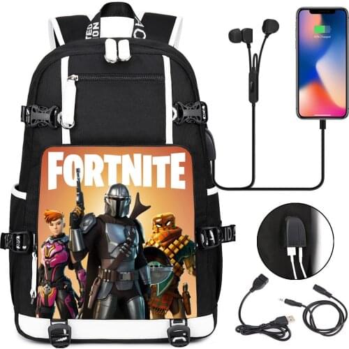 Fortnite Laptop Backpack Unisex Fortnite USB Charge Travel Backpack Waterpoof Capacity School Bags For Teenagers