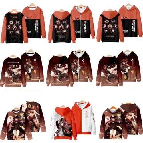 Hot Game Genshin Impact Oversized Zip Up Women/Men Hoodies Sweatshirts Anime Hu Tao Cosplay Zipper Hooded Jacket Outerwear