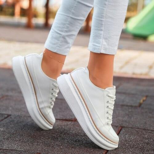 Tonar Voni White Skin Mink Detailed Sports Shoes New Season Convenient Seasonal Style Sneaker
