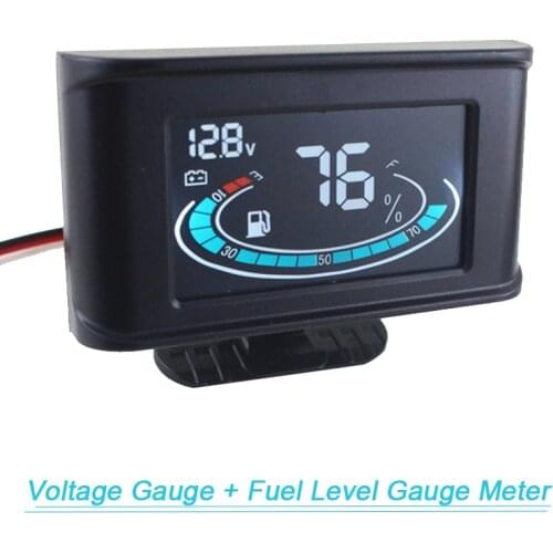 Universal New 12/24V LCD Digital Truck Car Voltmeter Voltage Gauge + Fuel Tank Meter