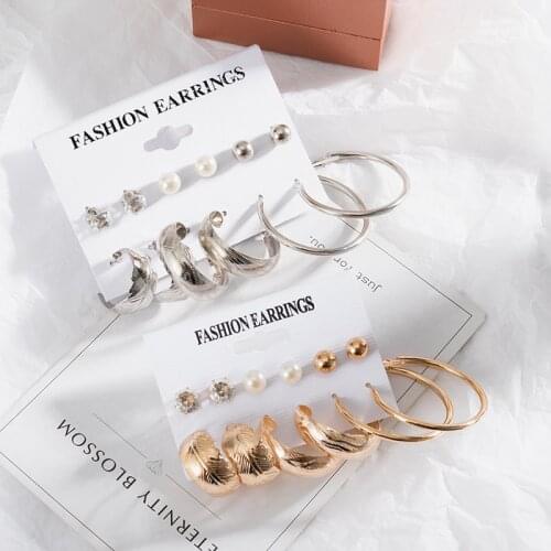 Vintage Fashion Geometric Hoop Earrings Set for Women Statement Punk Metal Circle Gold Silver Color Earrings Brincos Jewelry