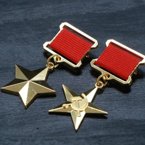 Top Quality 2PCs Soviet Union USSR CCCP Badges Russia Labor Gold Star Honor Medals Souvenir Gifts