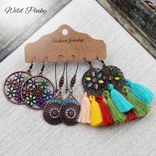 WildPinky 2020 Boho Ethnic Dangle Drop Earrings for Women Female Fashion Women Earrings Sets Ornament Charm Jewelry Accessories