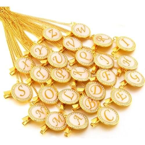 26 Letters Bling Pacifier Clip White Background Gold Stamping Pacifier Holder Elegant Baby Dummy Clip