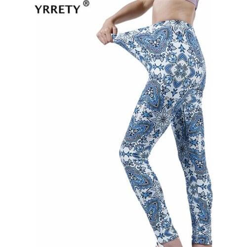 YRRETY Push Up Leggings Women Fitness Flower Pattern Gym Sport Running High Waist Elastic Knitted Breathable Pants Sportswear