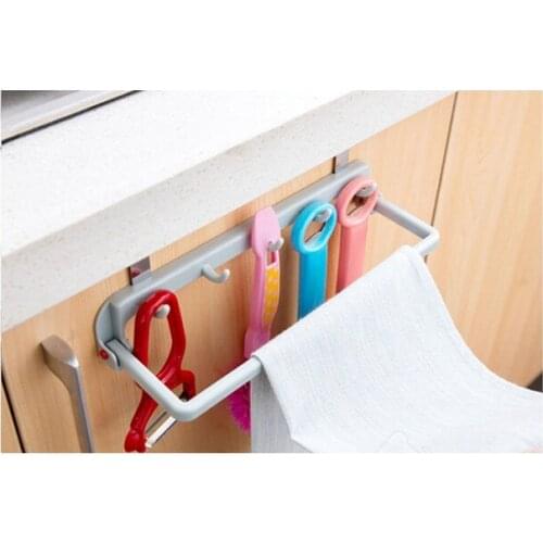 1PC Foldable Towel Holder Rack Bathroom Kitchen Cupboard Door Cabinet Hook For Hanging Cloth Hanger Holder Storage Rack OK 0549