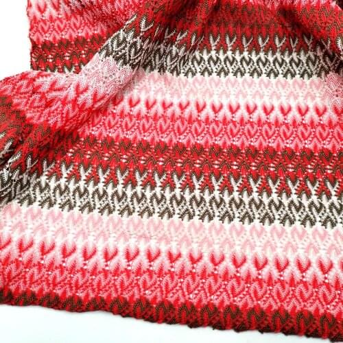 1 Yard Knitting Mesh Lace Fabrics Wave Striped Zig Zag Red Fabric Soft Mesh Dress Fabric Floral 150cm