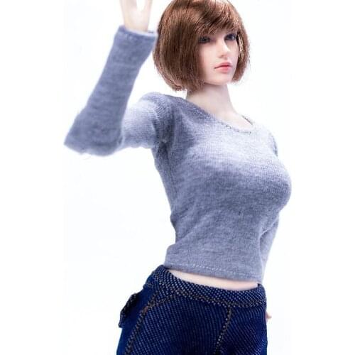 12 Inch Action Figure Body Doll Toy Clothes 1/6 Scale Women Clothes MM01 Women Multicolor Long Sleeve Round Neck Bottoming Shirt
