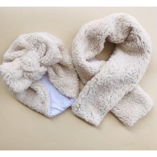 2 Pcs Baby Hat Scarf Set Lamb Wool Kids Bow Cap Warm Boy Girl Spring Autumn Winter Hats Infant Toddler Bonnet Accessories