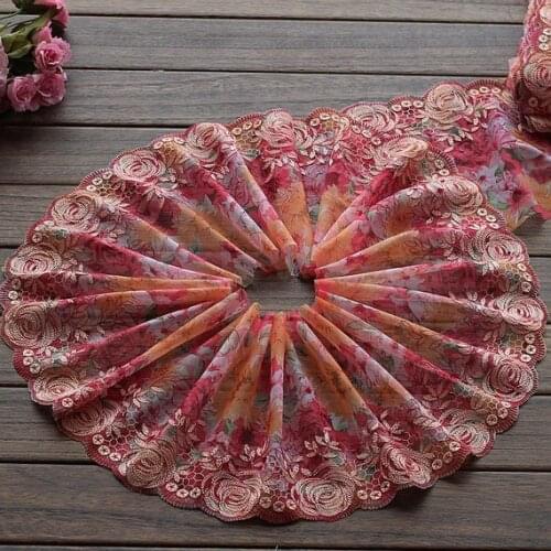 2 Yards Lace Trim Rose Floral Embroidered Printed Tulle Lace 7.87 Inches Wide High Quality