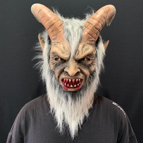 2020 Lucifer Cosplay latex Masks Halloween Costume Scary demon devil movie cosplay Horrible Horn mask Adults Party props