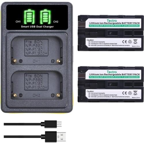 NP-F550 Battery with Charger Set for Sony NP F970,F750,F960,F530,F570,CCD-SC55,TR516,TR716,TR818, TR910, TR917 or Video Lights