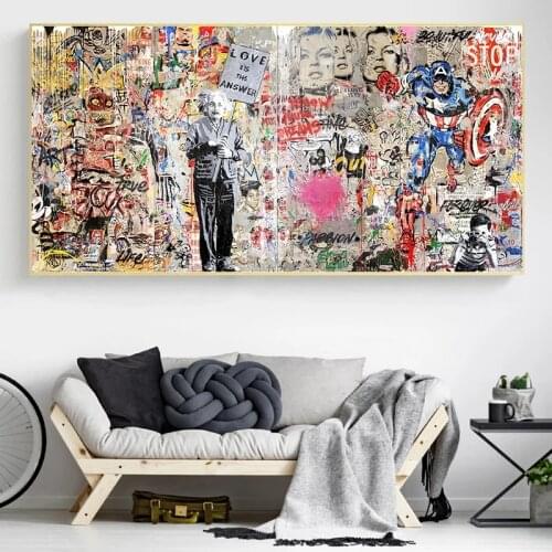 Disney Abstract Street Art Cartoon Mickey Mouse Canvas Painting Prints Wall Art Pictures for Living Room Home Decoration Cuadros
