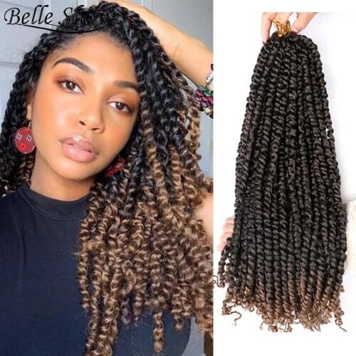 Belle Show Synthetic Pre Twisted Passion Twist Crochet Hair 18 Inch 11 Roots Pre-looped Fluffy Synthetic Crochet Braids Hair