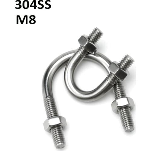1Pcs M8 304 Stainless Steel U-type Bolts With Nuts Hoop Horse U Screws With Nuts