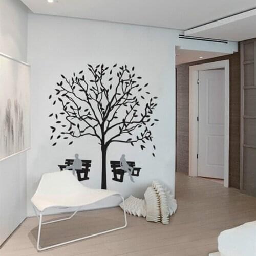 Black Big tree lovers Leisure chair wall stickers For Living room bedroom sofa background wall home decoration stickers