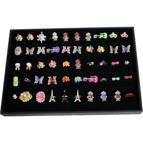 Black Velvet Ring Display Storage Box Organiser Earring Holder Tray for Shop Retail