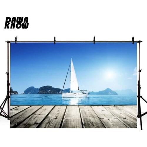 DAWNKNOW Seaside Photography Background Floor Sailboat Wedding Photographic Backdrops Photo Studio Children Photocall lv1269