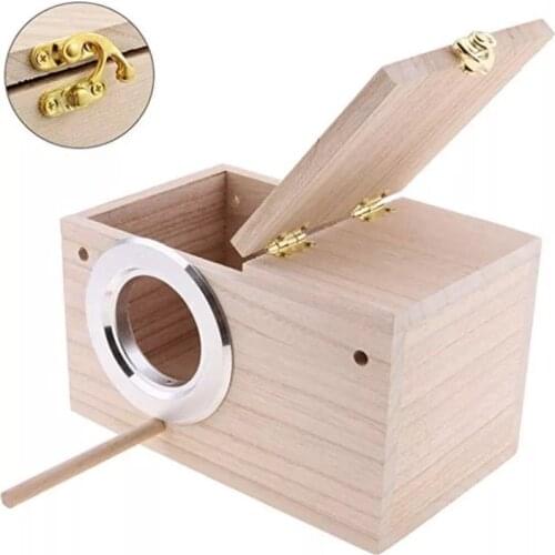 Bird Cage Wood Outdoor Garden Balcony Decoration Parasol Paulownia House Parrot Breeding Box Close Nature Bird Nest