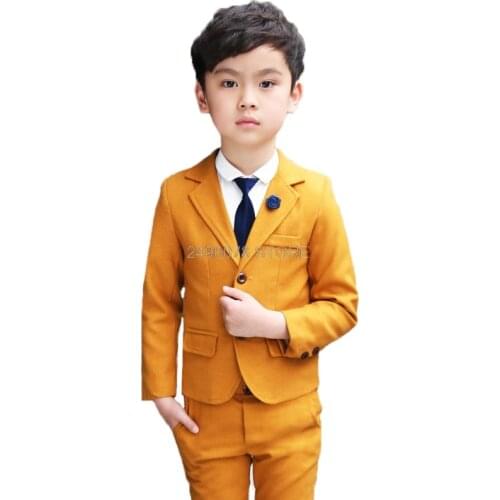 Kids Wedding Suit Blazer +Pants +Tie Clothing Set Flower Boys Formal Tuxedos Suit School Children Birthday Party Wear