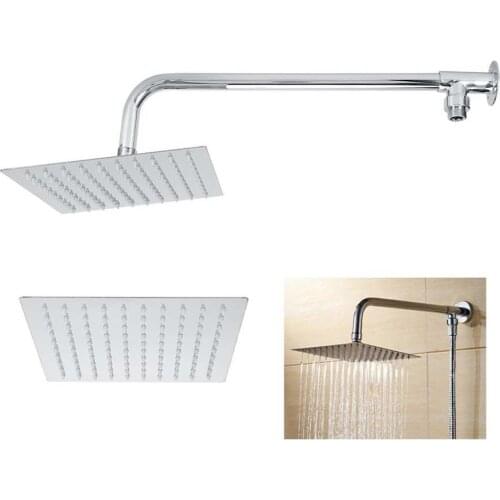 G1/2in Light Luxury 8in Wall Mounted Stainless Steel Rainfall Shower Set Bathroom Shower Head Top Sprayer Kit Bath Accessories