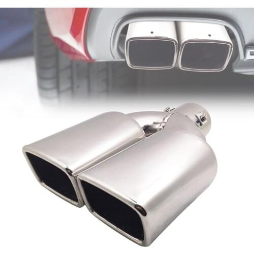 AGETUNR Exhaust Pipe Muffler Square Mouth Wear-Resistant Stainless Steel Dual Outlet Exhaust Pipe Silencer For Rall Kinds Car