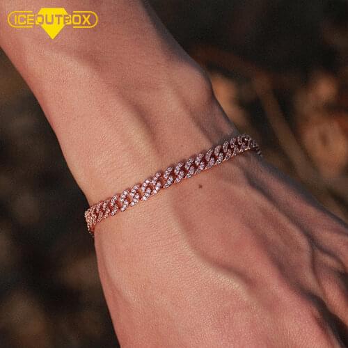ICEOUTBOX 6mm Miami Cuban Link Bracelet Gold Exquisite Micro Pave Luxury Crystal Bracelets For Women Hip Hop Jewelry Bling Gift