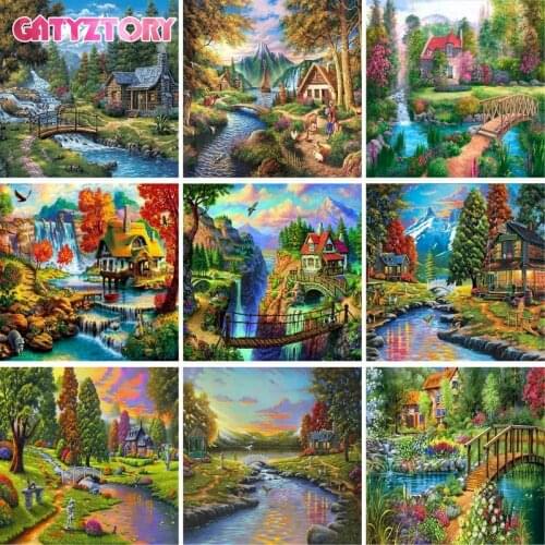 GATYZTORY Oil Painting By Numbers Kits Scenery in the Forest 60x75cm DIY Paint By Numbers On Canvas Frameless Home Decor
