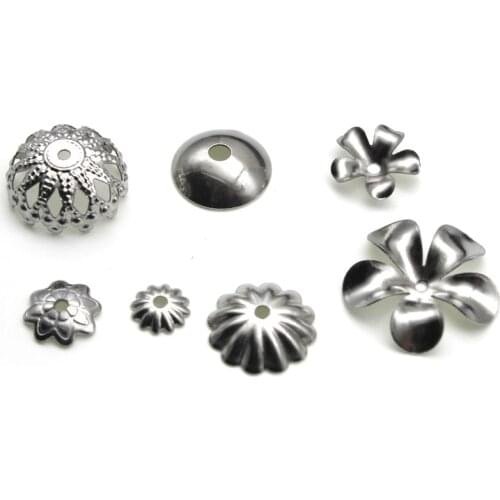 100pcs Stainless Steel Charm Bead Caps Jewelry Connectors Filigree Spacer Bead Caps Findings Jewelry Findings Making End Caps