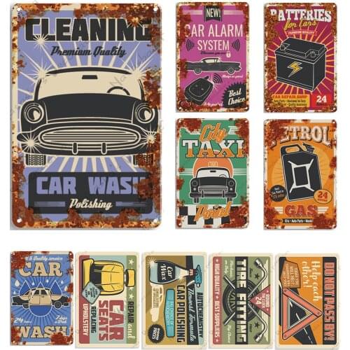 Car Metal Plate Car Service Metal Tin Sign Garage Vintage Plate Vehicle Spare Parts Wall Decoration Club Pub Bar Home Wall Plate