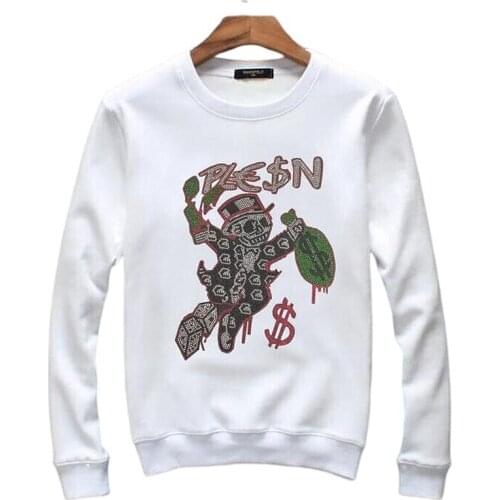 Fashion Mens Diamonds design anime Sweatshirts Men Casual winter Men hoody Rhinestone design Streetwear