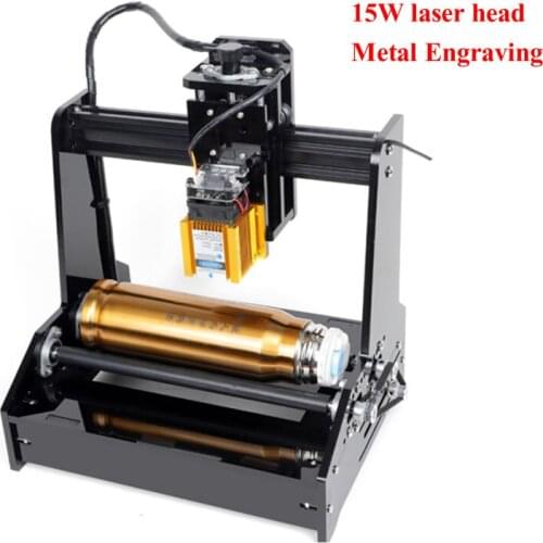 Diy assembled desktop laser engraving machine 15w for metal cylinder carving engraving cans Stainless Steel wood paper plastic