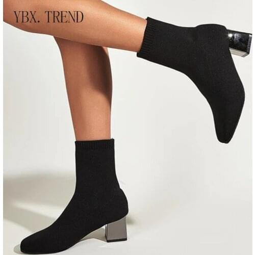 New Autumn Women Sock Boots For Ladies Girls Dress British Round Toe Shoes Non Slip Vintage Ankle Boots 2021 Trend Party Gift