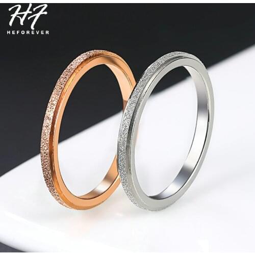 Frosted Surface Couple Rings For Women Men Simple Titanium Steel Rose White Gold Color Love Token Gift Fashion Jewelry R823R824