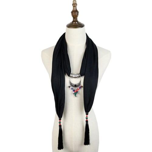 Pendant scarf necklace jewellery neckwear viscose cotton spring shawl hijab pareo fashion bandana scarf women femme