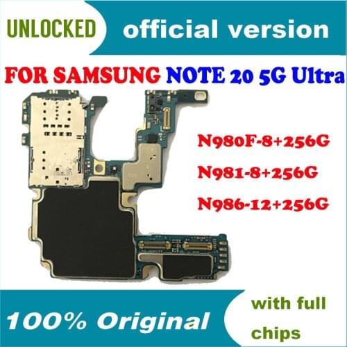 Full Working For Samsung Galaxy NOTE 20 5G Ultra N980F N981B 8+256G N986B 12+256GB 100% Unlocked Original Logic Board Mainboard