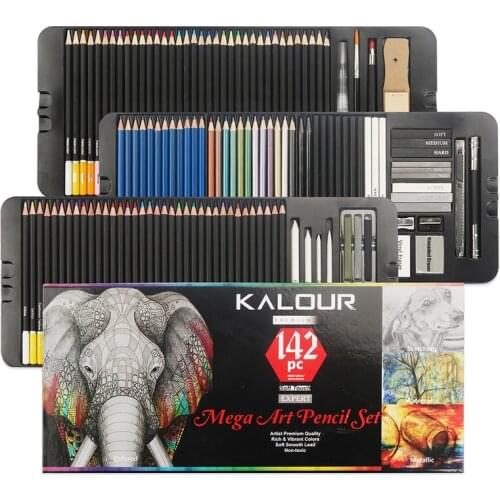 Professional 142Pcs Colouring Pencils, Sketch Pencils and Drawing Pencils Set Art Supplies For School Draw Sketch Art Supplies