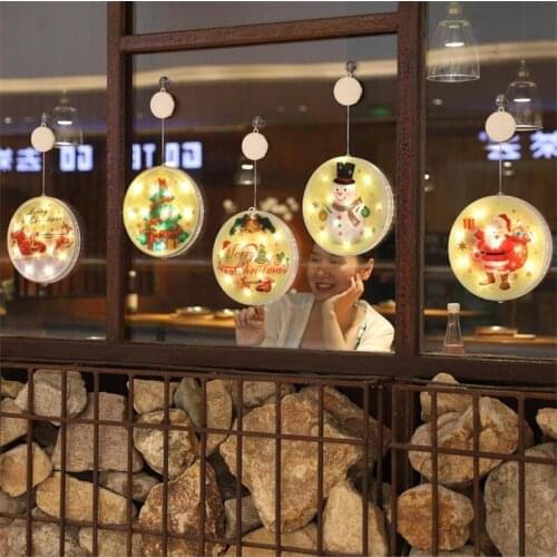 Christmas Led Round Window Lights Curtain String Lights Fairy Garland Christmas Party Home Wedding Indoor Decoration Home Decor