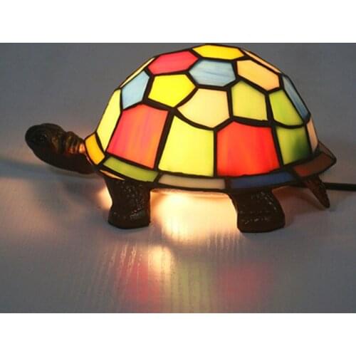 Mediterranean Turtle Table Lamps for Bedroom Stained Glass Night Light Baby Kids Bedside Light Fixtures Turkish Lamp Desk Lights