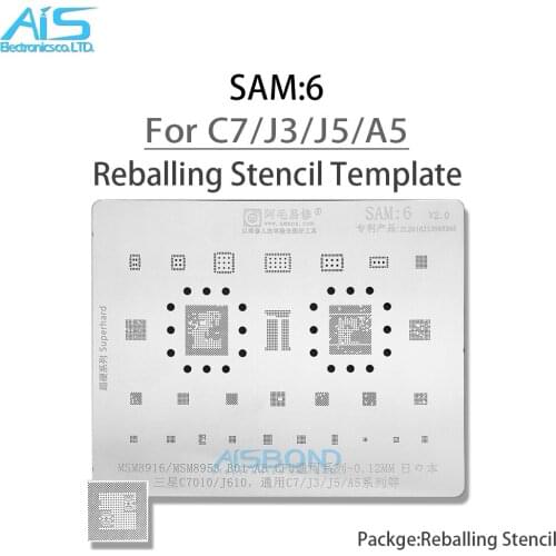 Amaoe SAM6 BGA Reballing Stencil For Samsung C7 J3 J5 A5 C7010 J610 B01-AB MSM8916 MSM8953 CPU Reballing Planting Tin Net